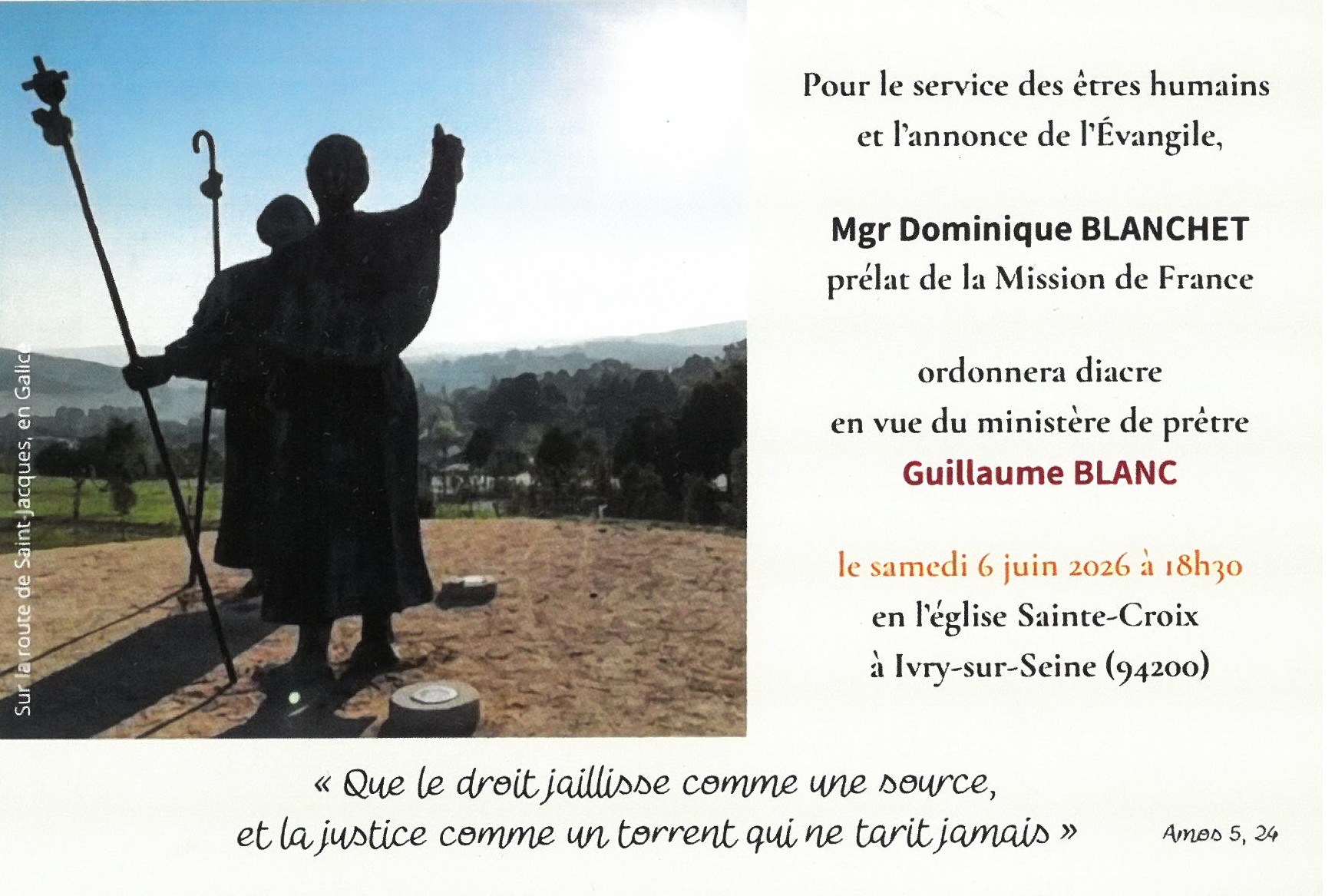 Ordination diaconale de Guillaume BLANC, Mission de France, samedi 6 juin 2026 à 18h30 en l&rsquo;église Sainte-Croix, à Ivry-sur-Seine (94200)